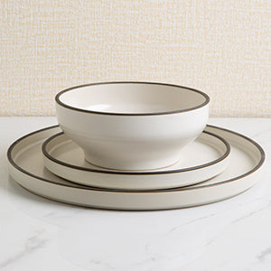 SLUDW013 Dinnerware Set - White With Matte Black Rim