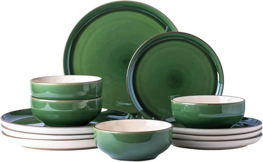 XQUDW073 Dinnerware Set White-Emerald Green