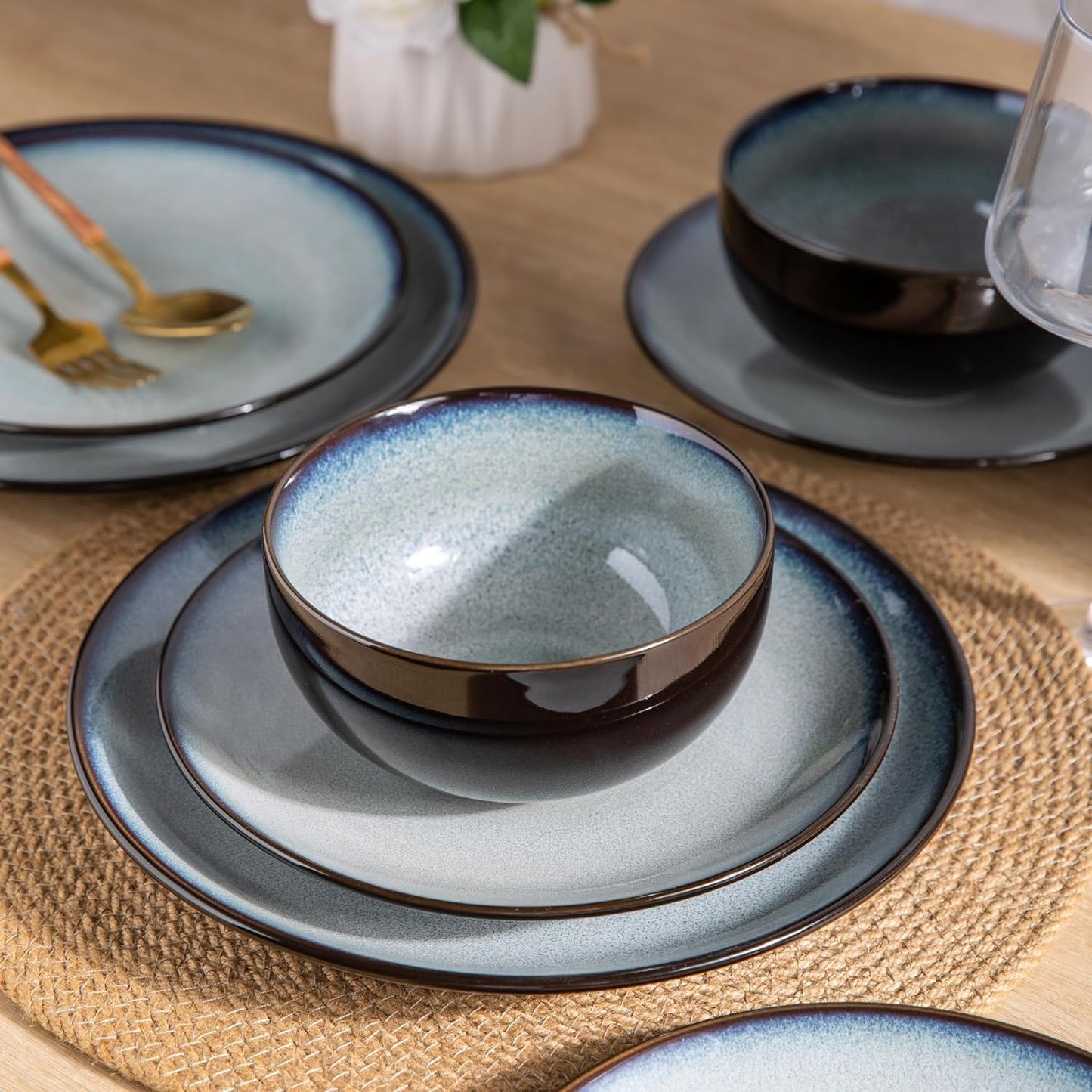 SLUDW069 Dinnerware Set - Dreamy Moonlight-Gray White