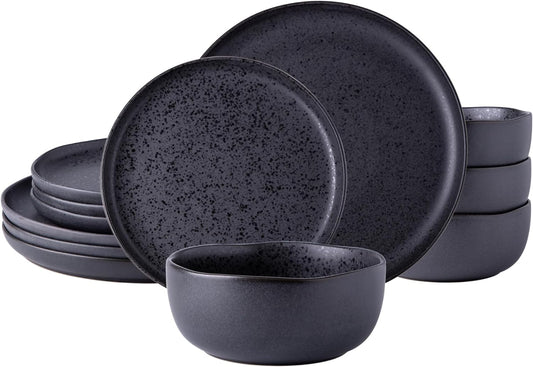 SLUDW005 Dinnerware Set - Matte Black With Speckle