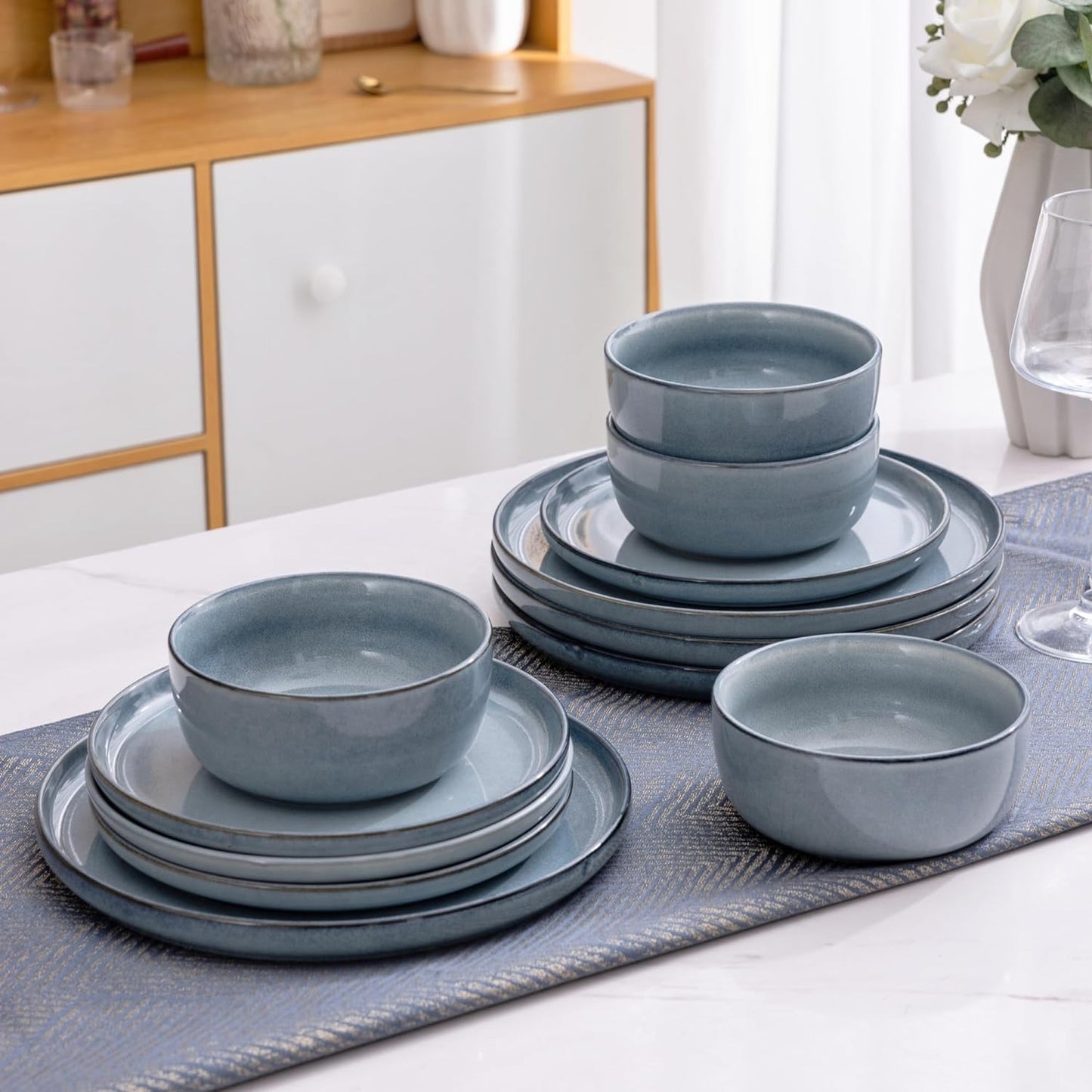 XTADW009 Dinnerware Set - Reactive Blue