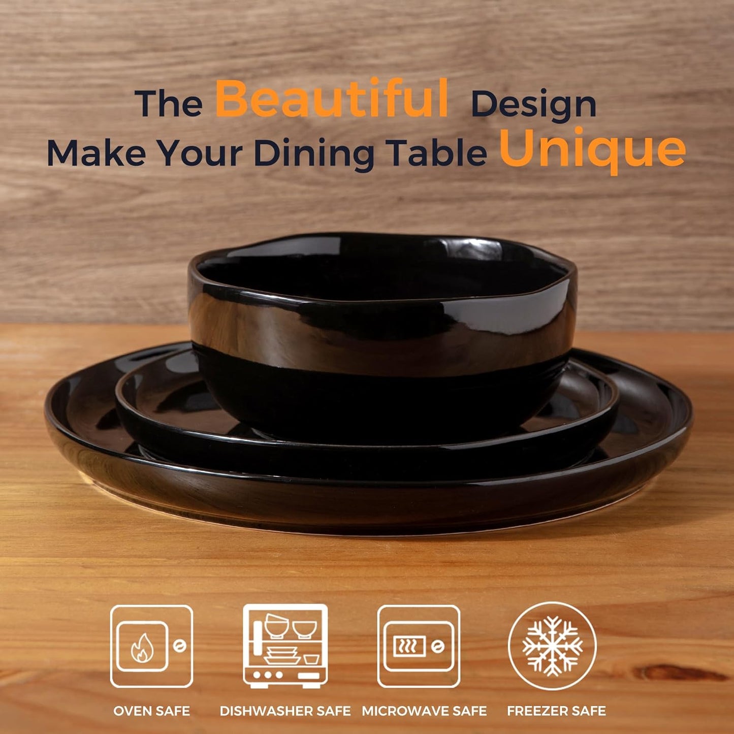 SLUDW065 Dinnerware Set - Black