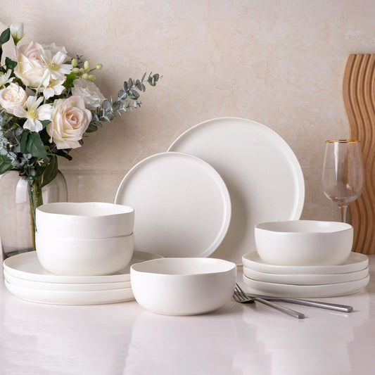 SLUDW005 Dinnerware Set - Matte White With Speckle