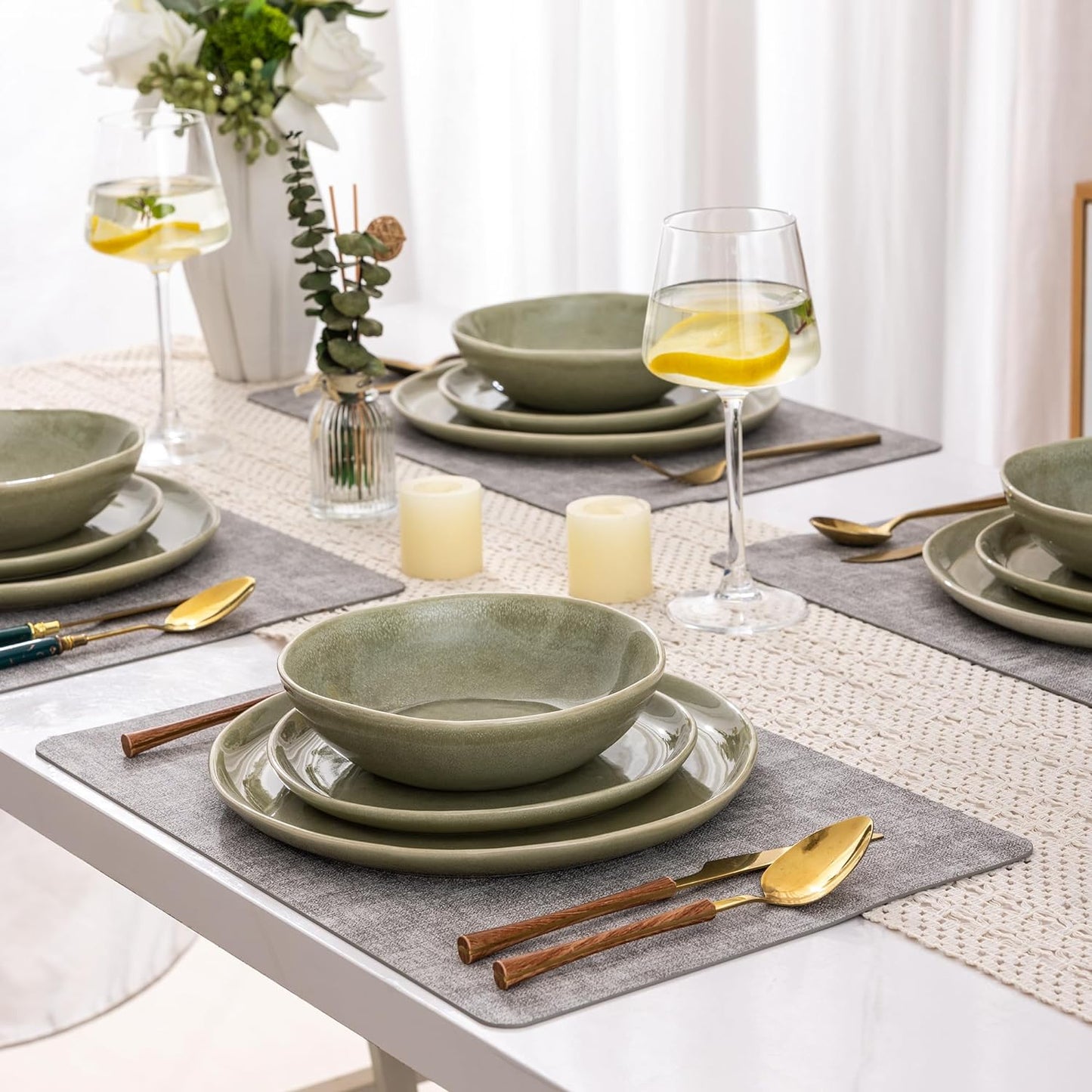 JYIDW007 Dinnerware Set - Olive Green