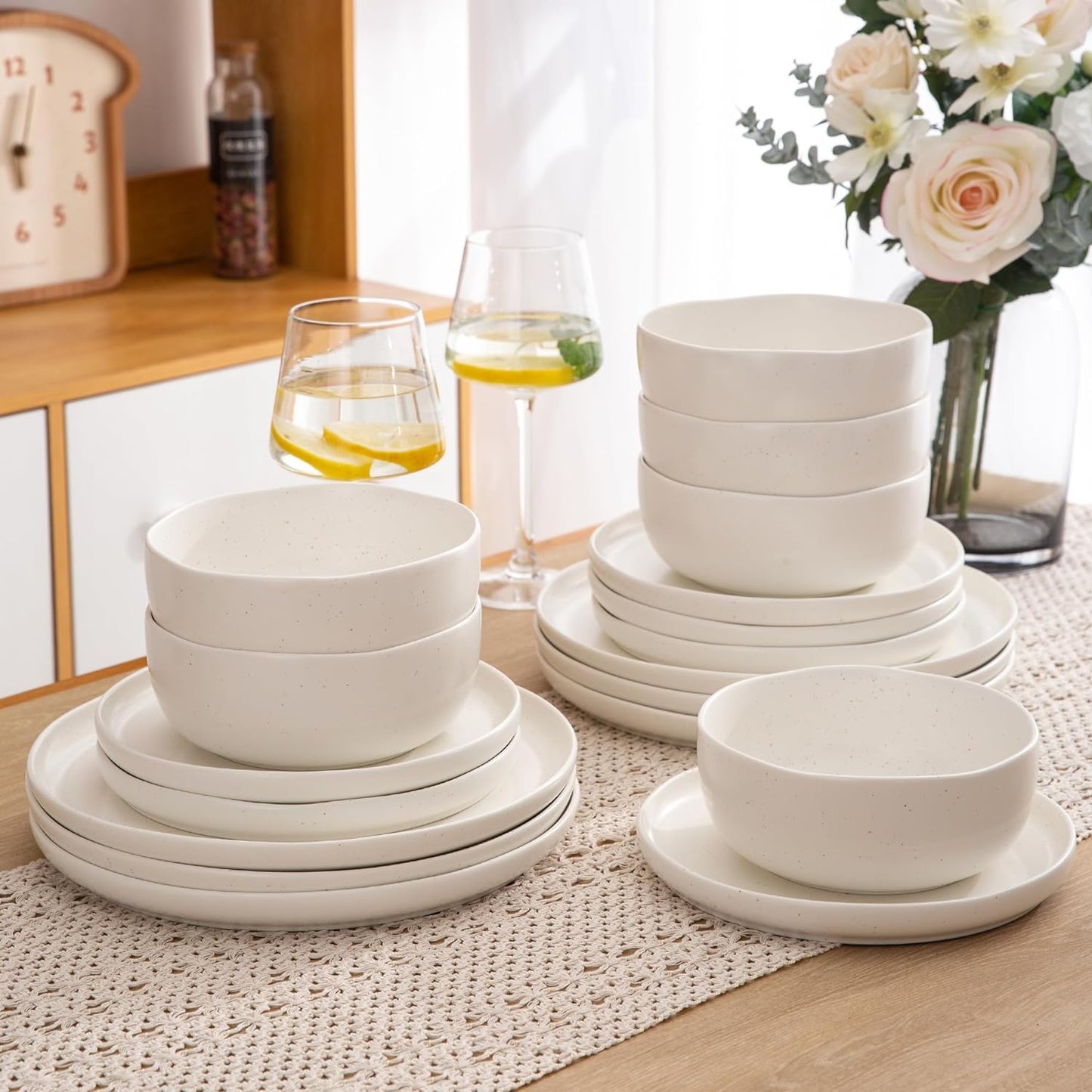 SLUDW005 Dinnerware Set - Matte White With Speckle