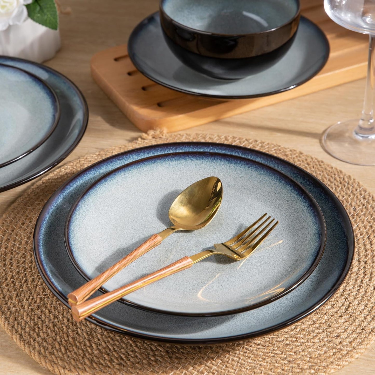 SLUDW069 Dinnerware Set - Dreamy Moonlight-Gray White