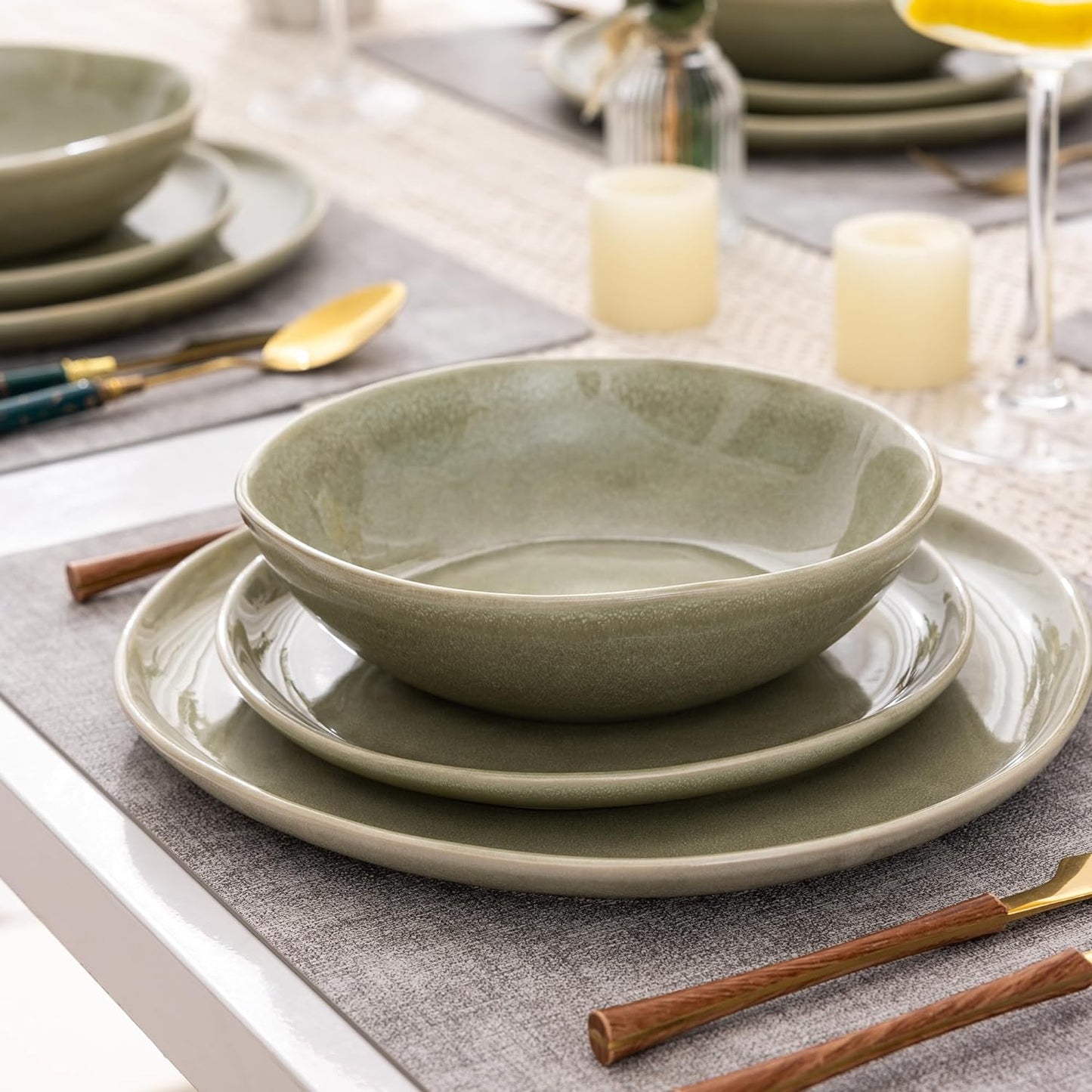 JYIDW007 Dinnerware Set - Olive Green