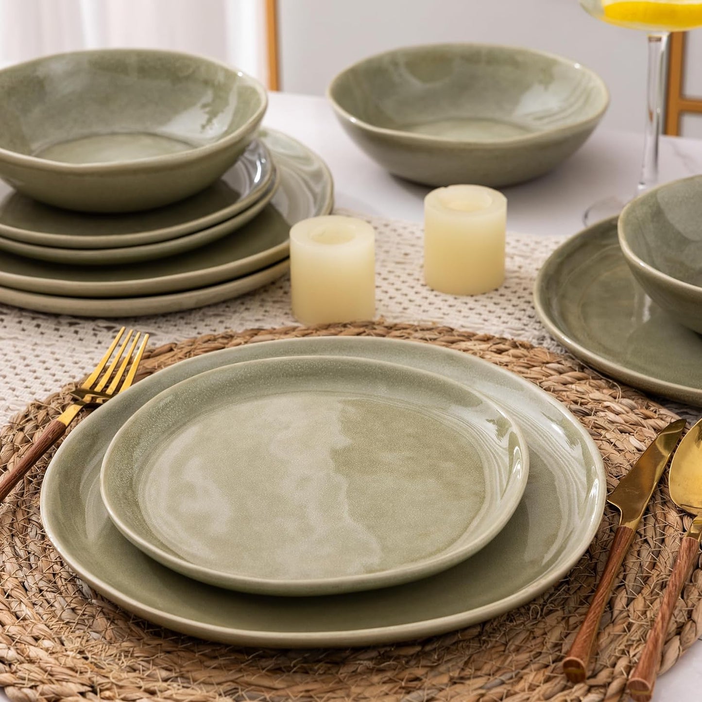 JYIDW007 Dinnerware Set - Olive Green